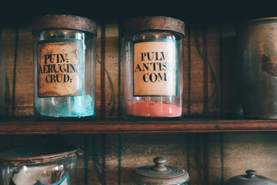 several glass jars on shelf